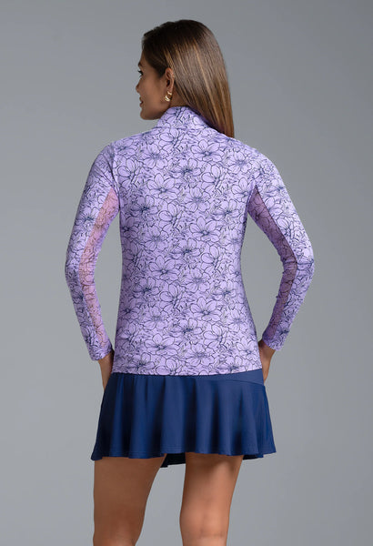 IBKUL Floral Print Long Sleeve Mock Neck