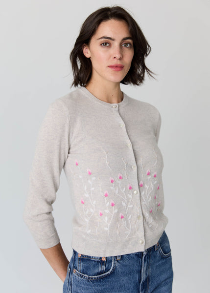 Autumn Cashmere Embroidered Floral Cardigan