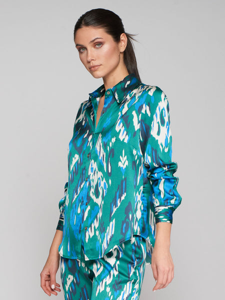 Vilagallo Teal Ikat Shirt