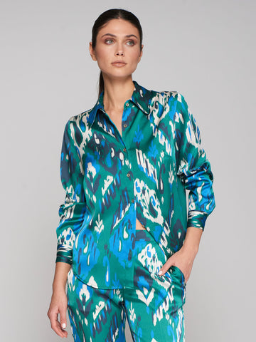 Vilagallo Teal Ikat Shirt