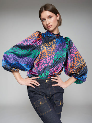 Vilagallo Multi Animal Print Blouse