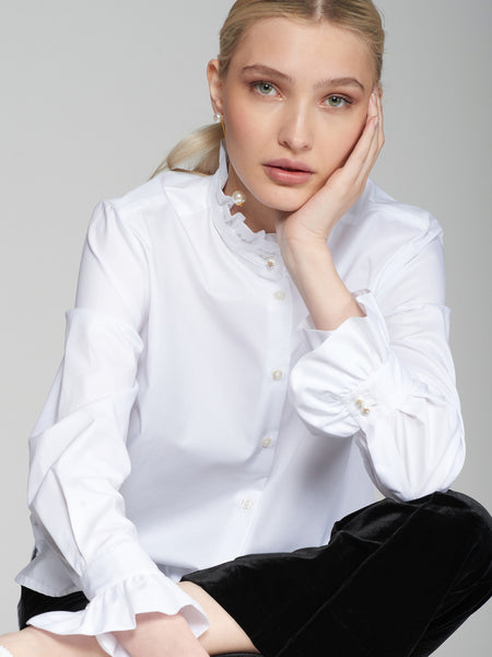 Vilagallo Cotton Ruffle Shirt