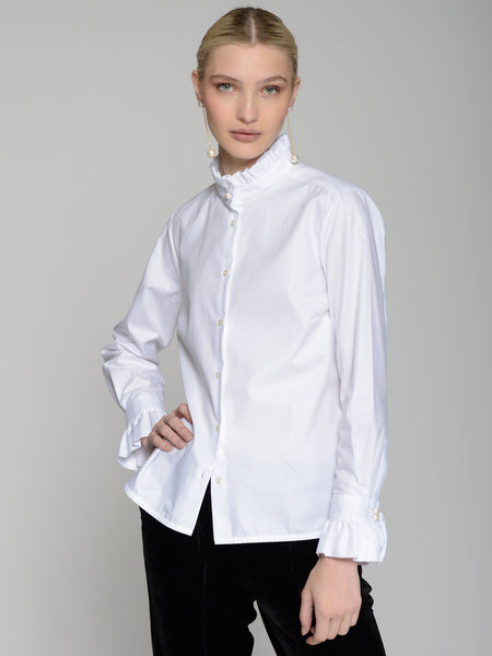 Vilagallo Cotton Ruffle Shirt