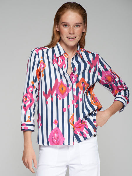 Vilagallo Stripe Ikat Shirt