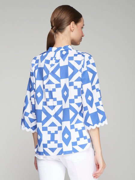 Vilagallo Blue Geo Print Top