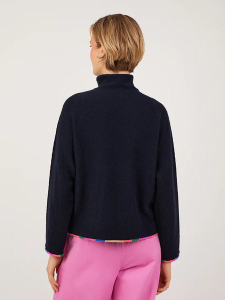 Cocoa Cashmere Color Trim Funnel Neck