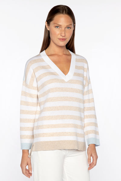 Kinross Stripe Trim V-Neck Sweater