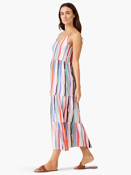 NIC+ZOE NZT Painted Stripes Tiered Maxi Dress