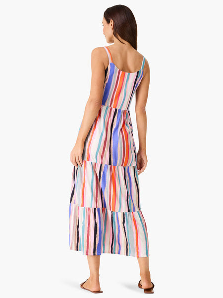 NIC+ZOE NZT Painted Stripes Tiered Maxi Dress