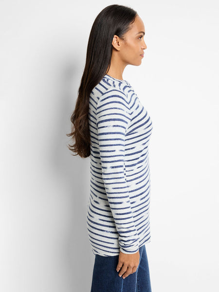 NIC+ZOE Sketched Stripe Cozy Henley