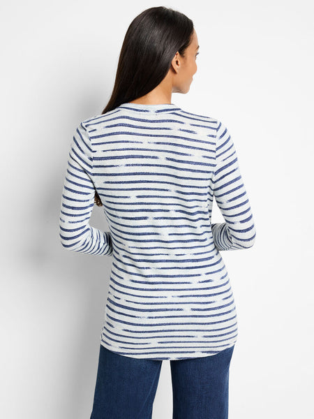 NIC+ZOE Sketched Stripe Cozy Henley