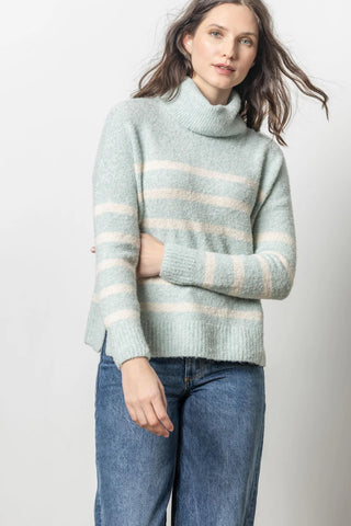 Lilla P Striped Turtleneck Sweater