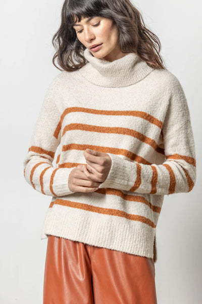 Lilla P Striped Turtleneck Sweater