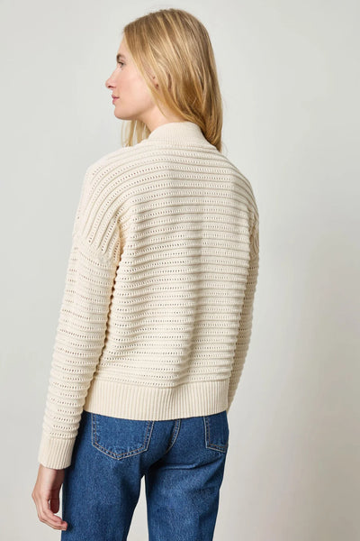 Lilla P Pointelle Half-Zip Sweater