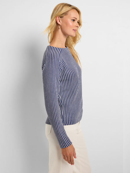 NIC+ZOE Zig Zag Blues Knit Top