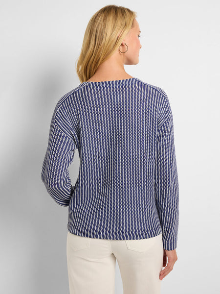 NIC+ZOE Zig Zag Blues Knit Top