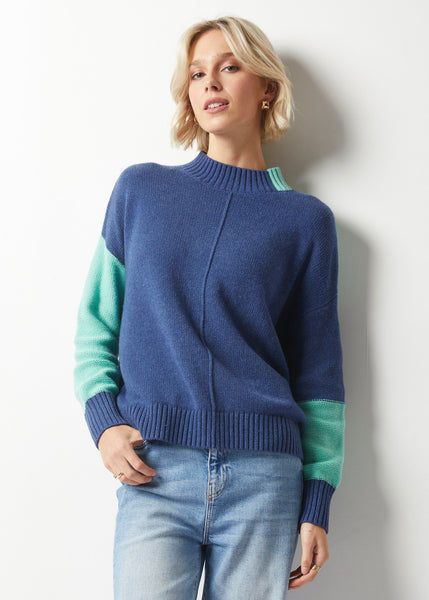 Duo Tone Mock Neck Sweater