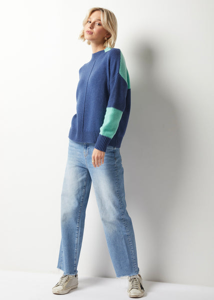 Duo Tone Mock Neck Sweater