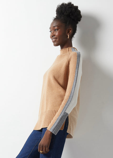 Intarsia Funnel Neck Sweater