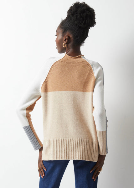 Intarsia Funnel Neck Sweater