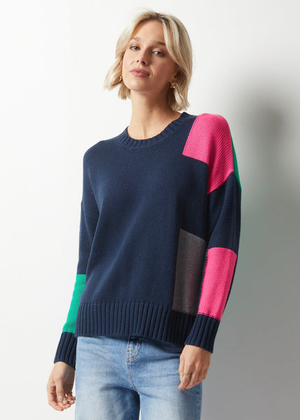 Cotton Intarsia Blocks Sweater