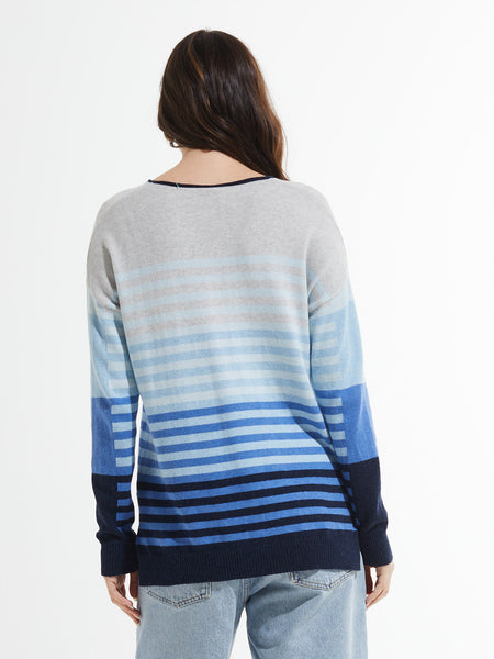 Block Stripe V-Neck Sweater