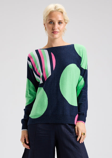 Large Dot Boatneck Sweater