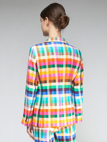 Vilagallo Multi Color Plaid Blazer