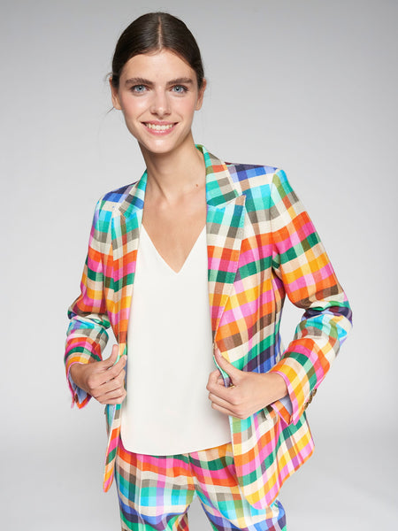 Vilagallo Multi Color Plaid Blazer