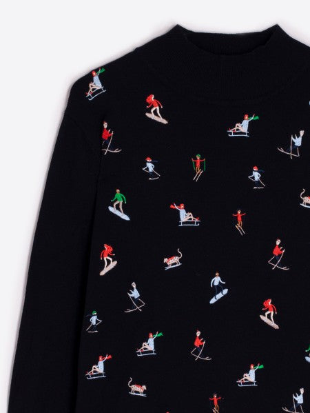 Vilagallo Embroidered Skier Sweater