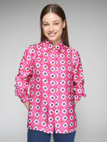 Vilagallo Geometric Flower Shirt